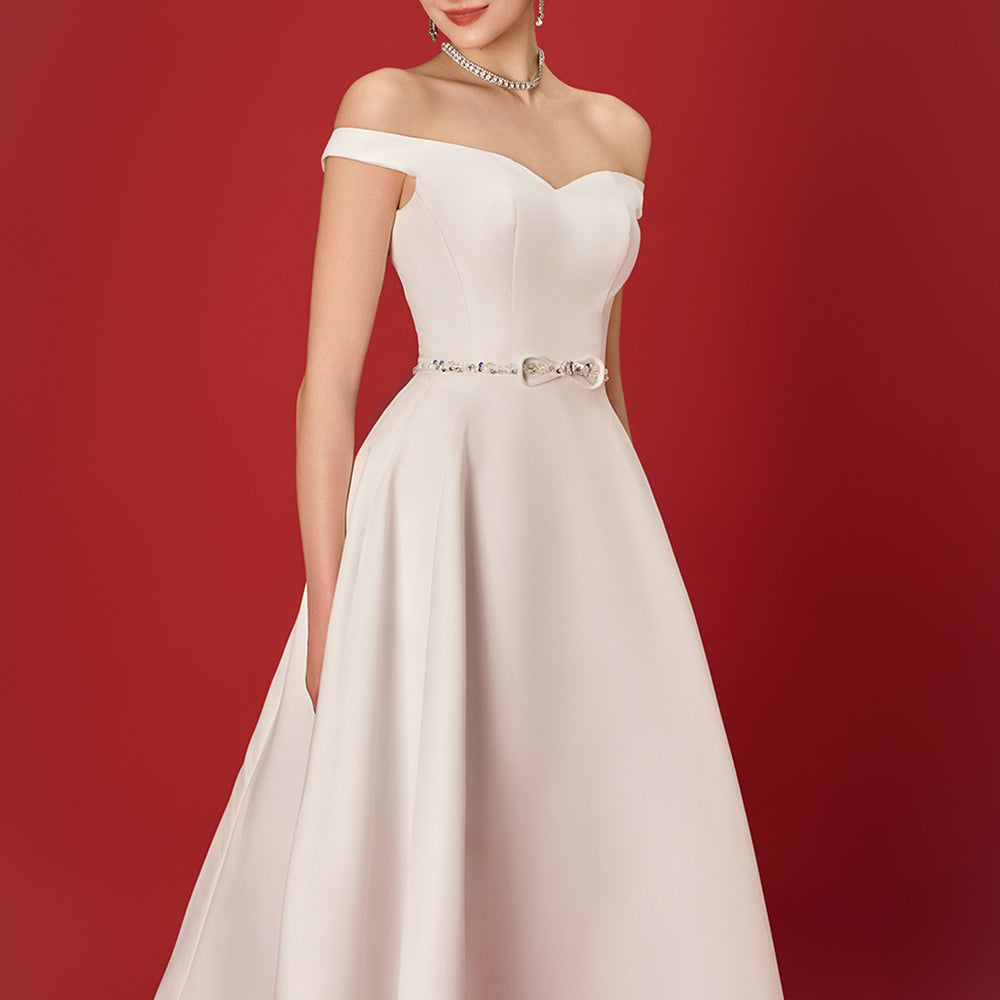 Lavina A-line Off-Shoulder Taffeta Midi Dress