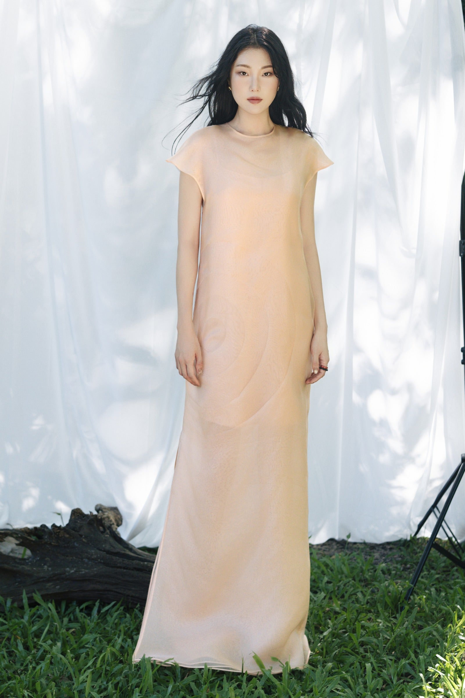 Women's Riple Straight Maxi Dress Peach S/M/L/Customize MEAN BLVD