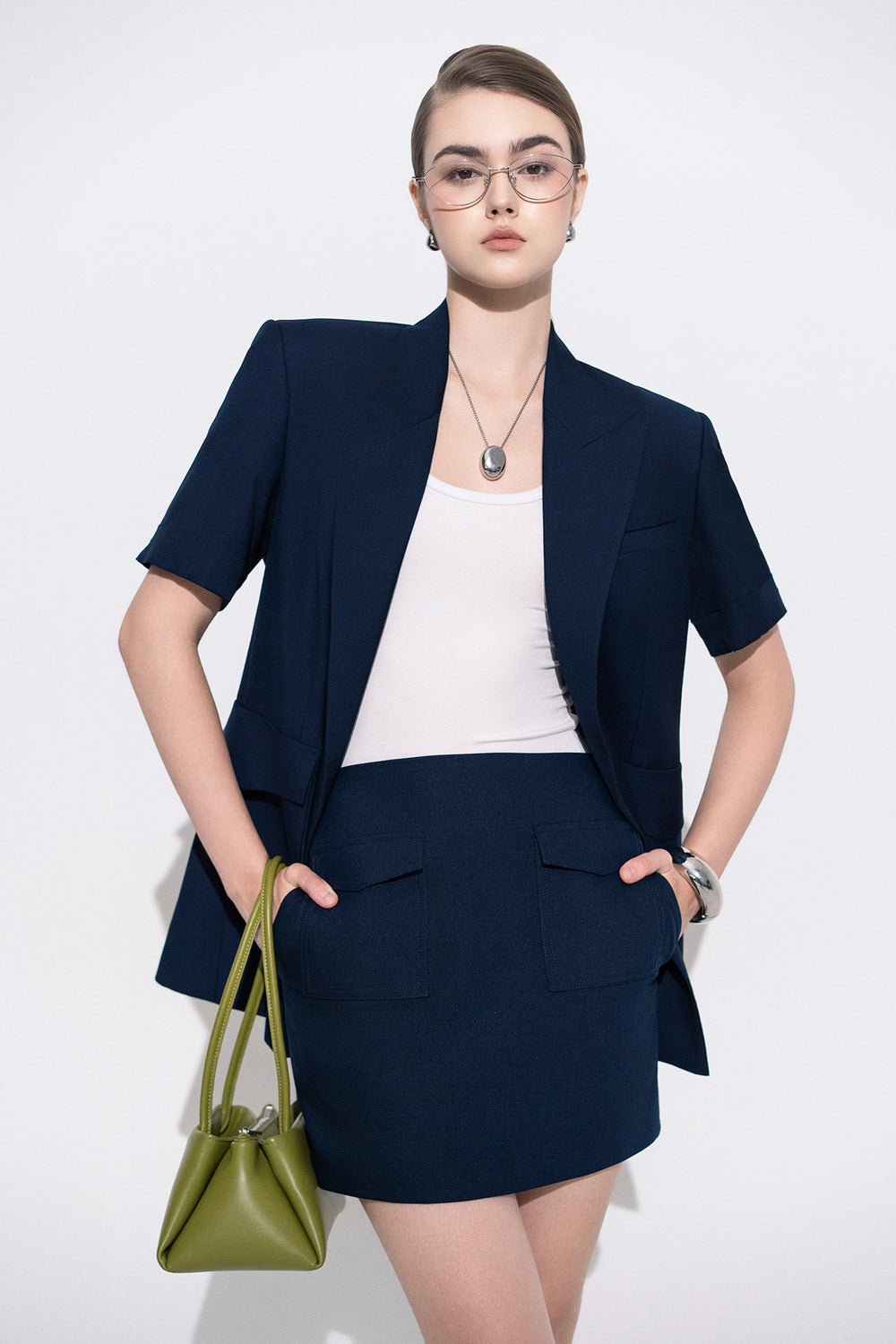 Aroi A-line Side Pocket Twill Mini Skirt