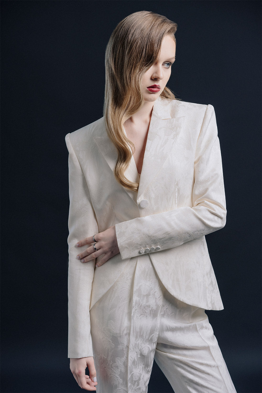 Nantes Straight Square Shoulder Satin Blazer