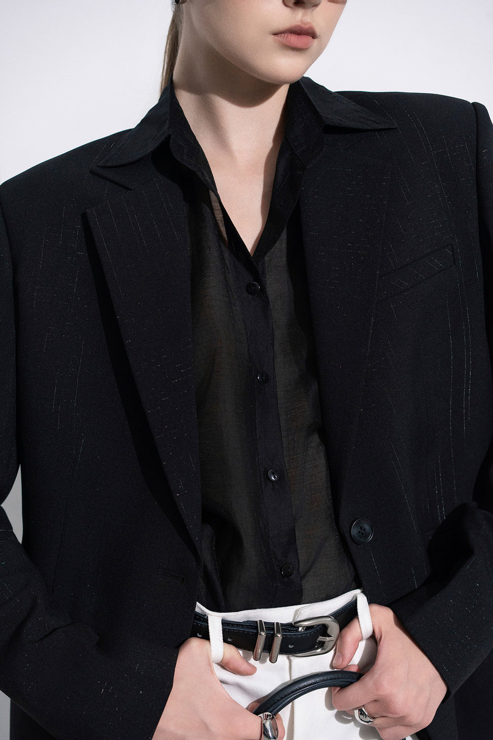 Leslie Straight Notch Lapel Twill Blazer