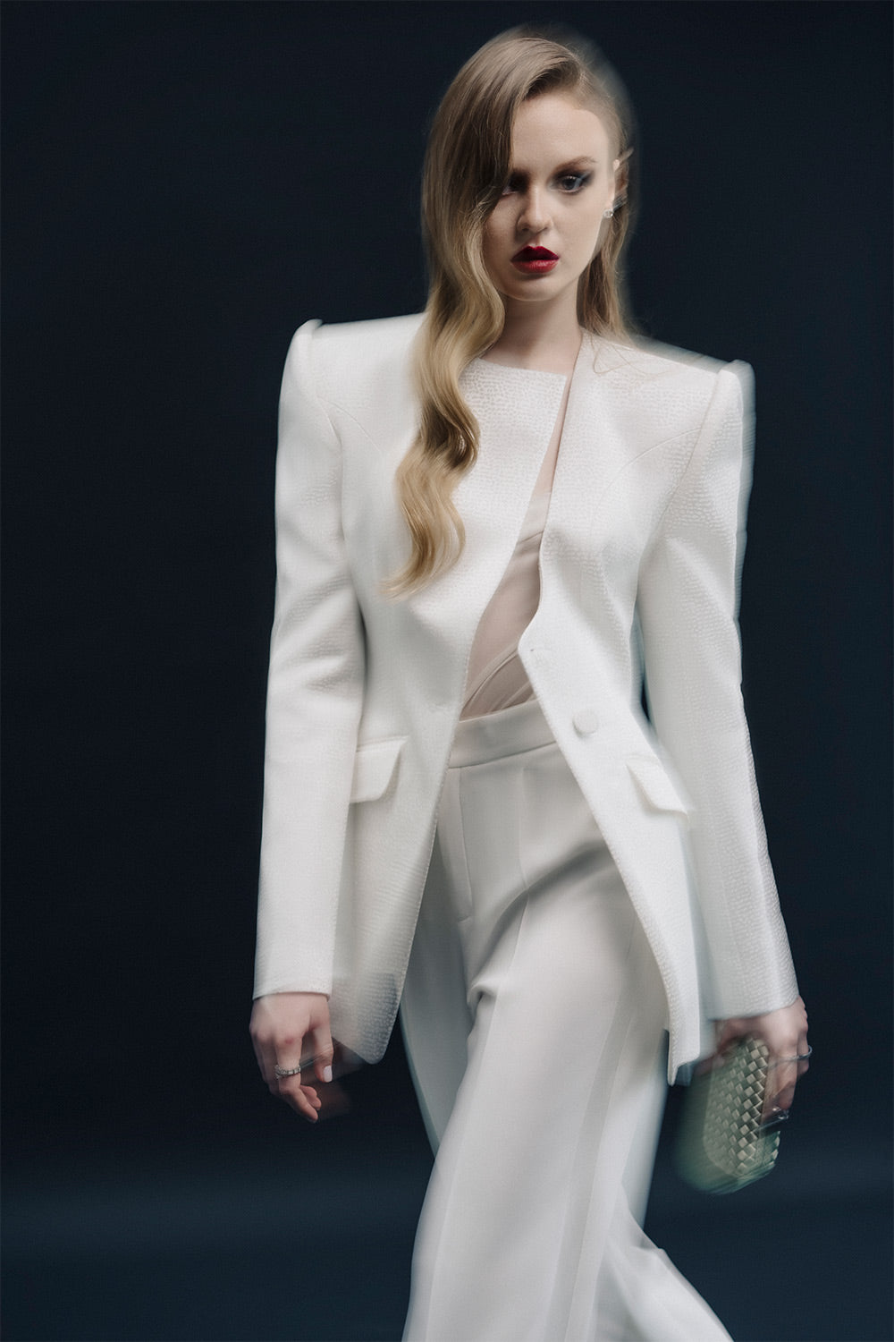 Cardiff Straight Ribbed Crepe Floor Length Pants