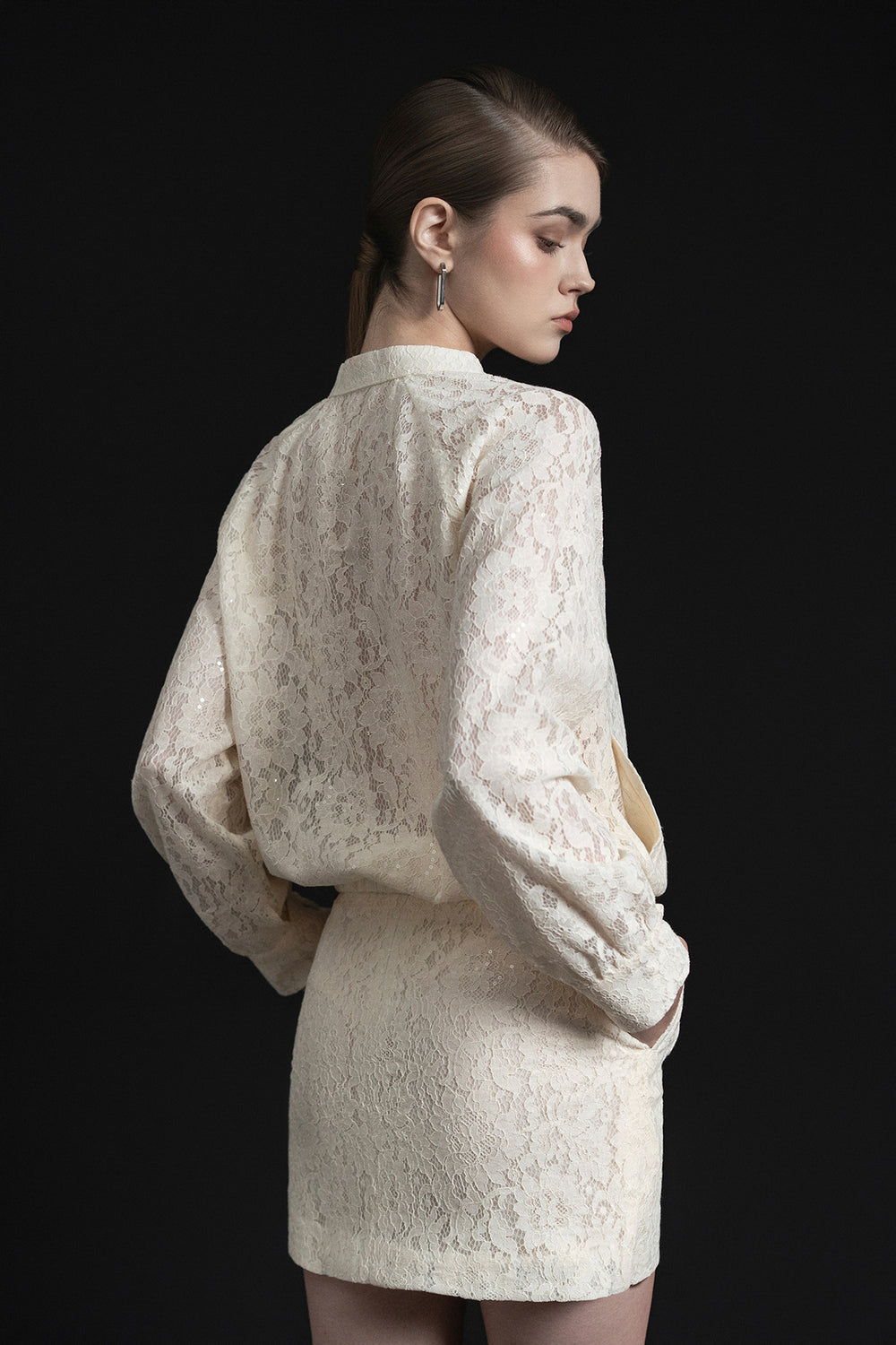 Aza Blouson Front Zipper Lace Jacket