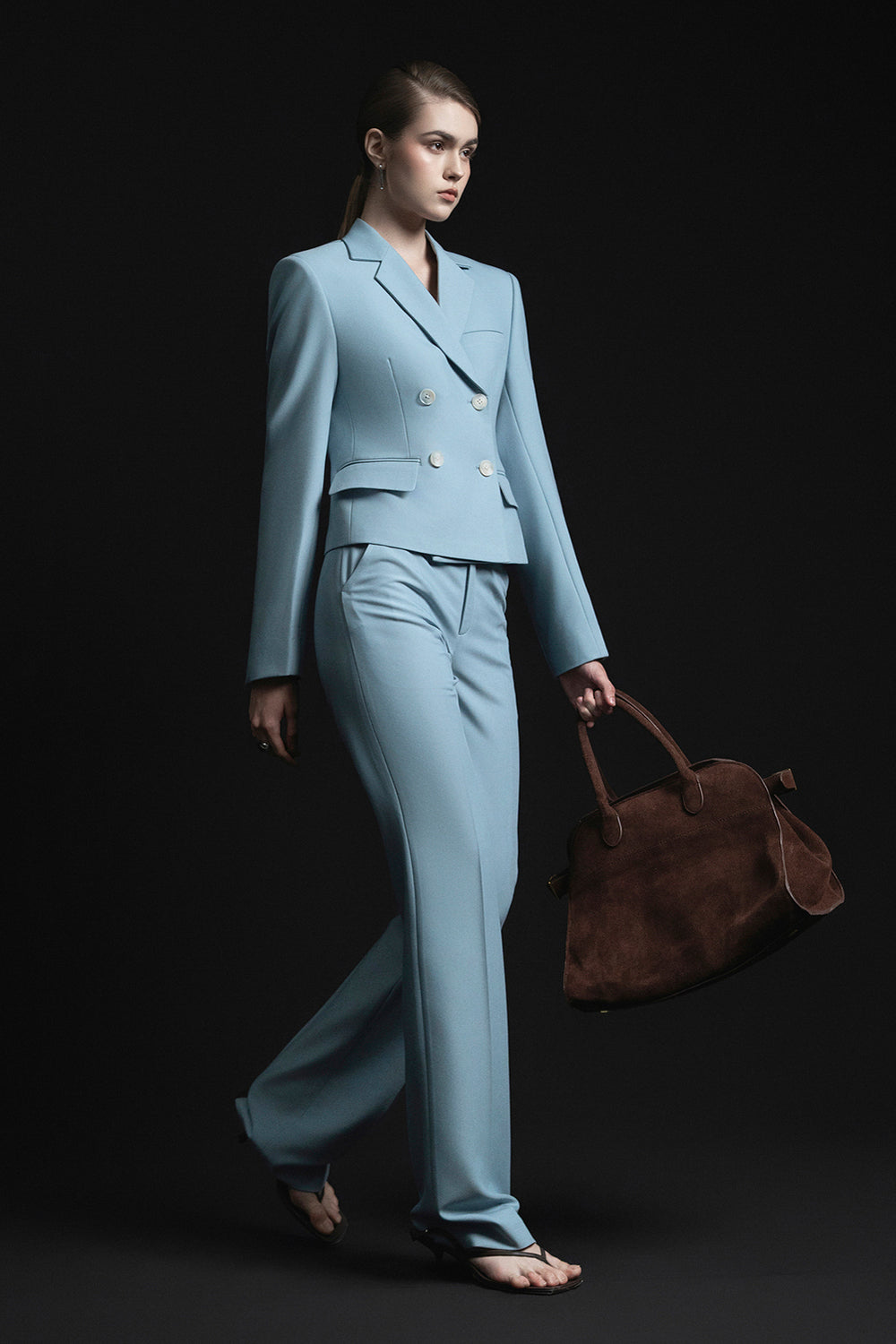 Joe Cropped Double Breasted Twill Jacket