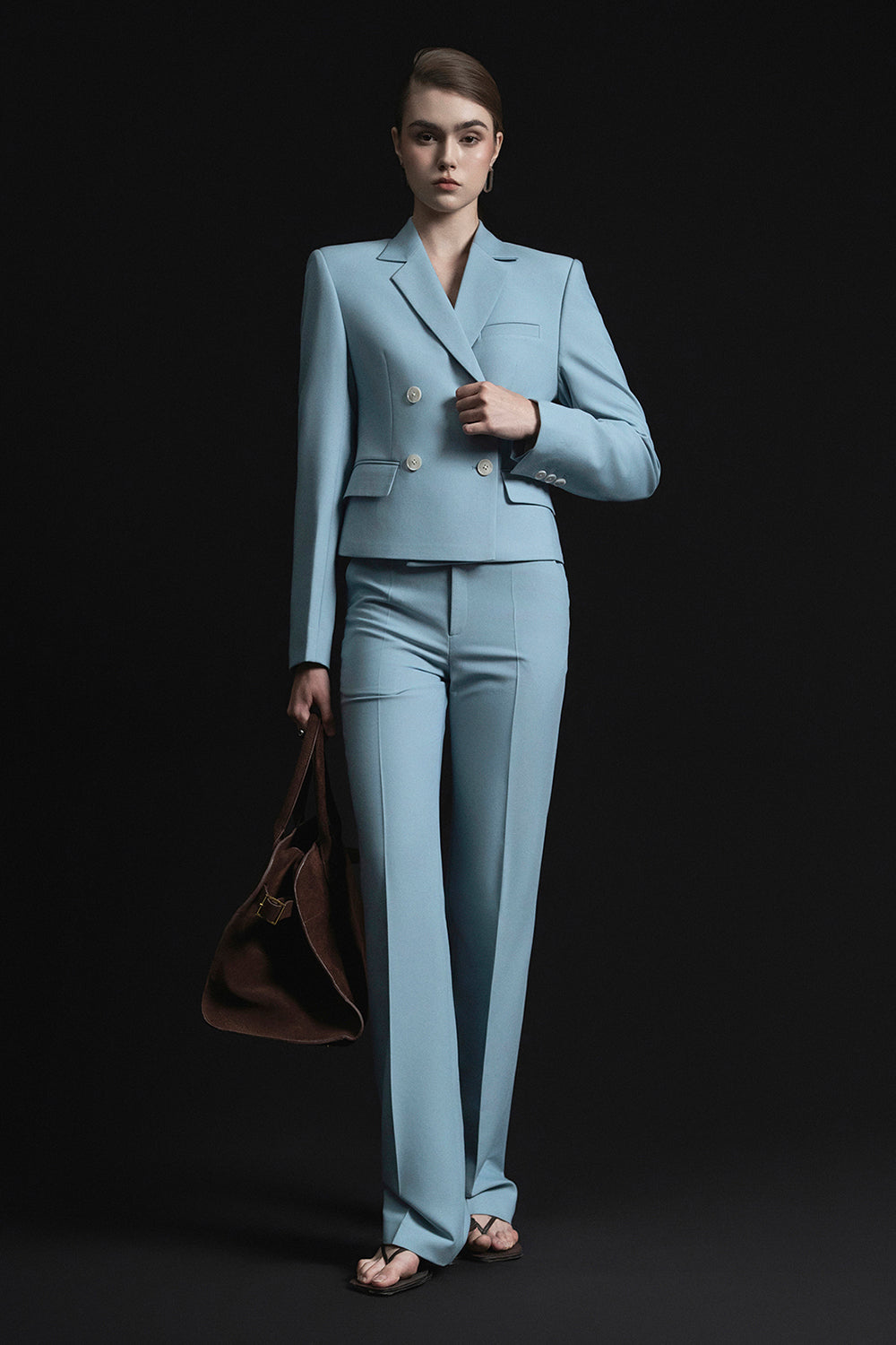 Joe Cropped Double Breasted Twill Jacket