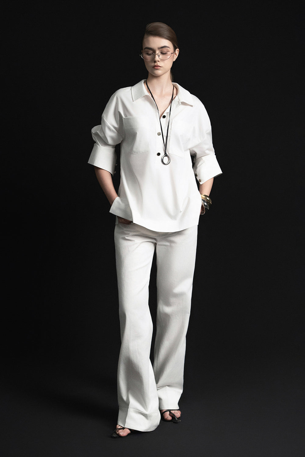 Feliz Straight Flared Denim Floor Length Pants