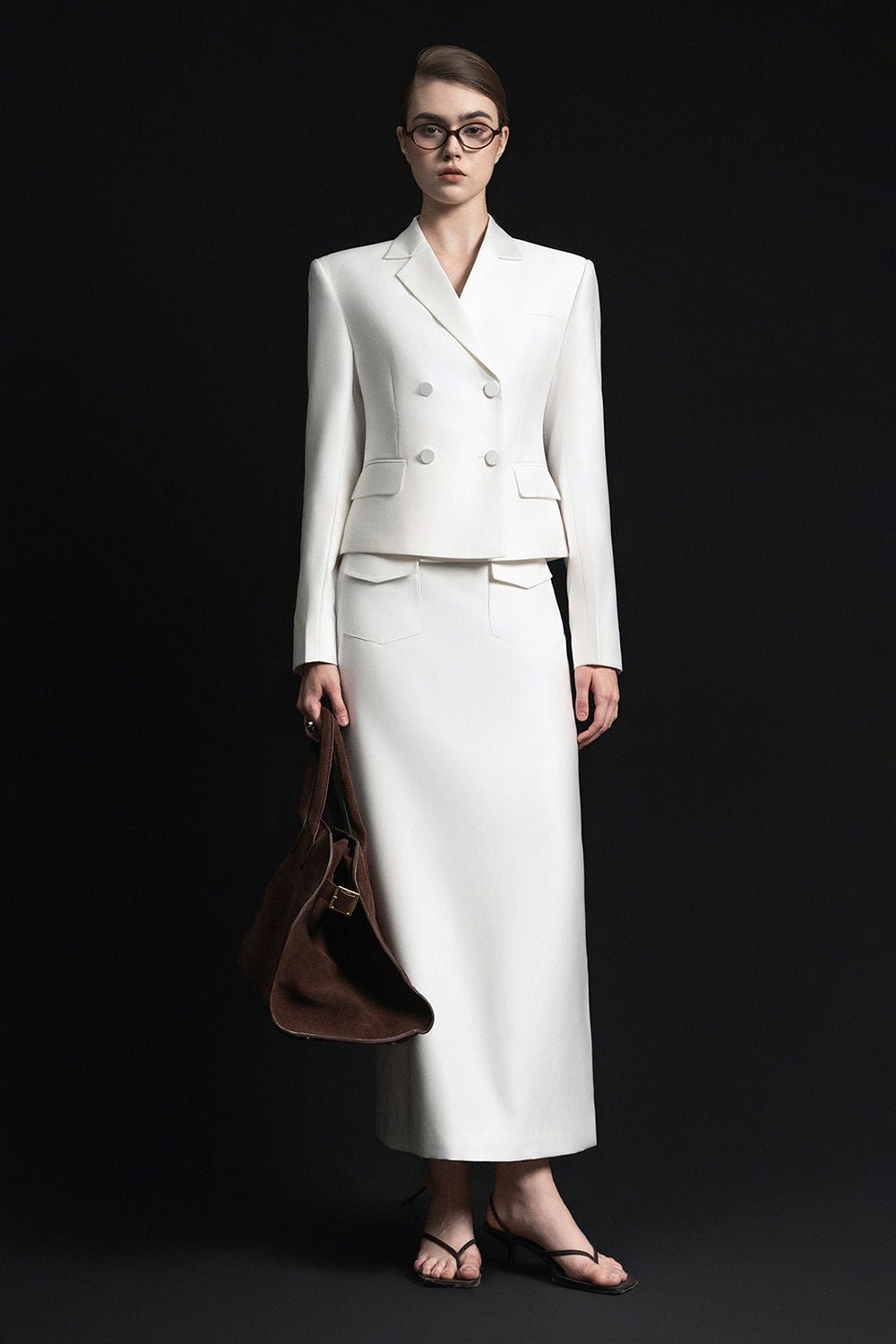 Joe Cropped Double Breasted Twill Jacket