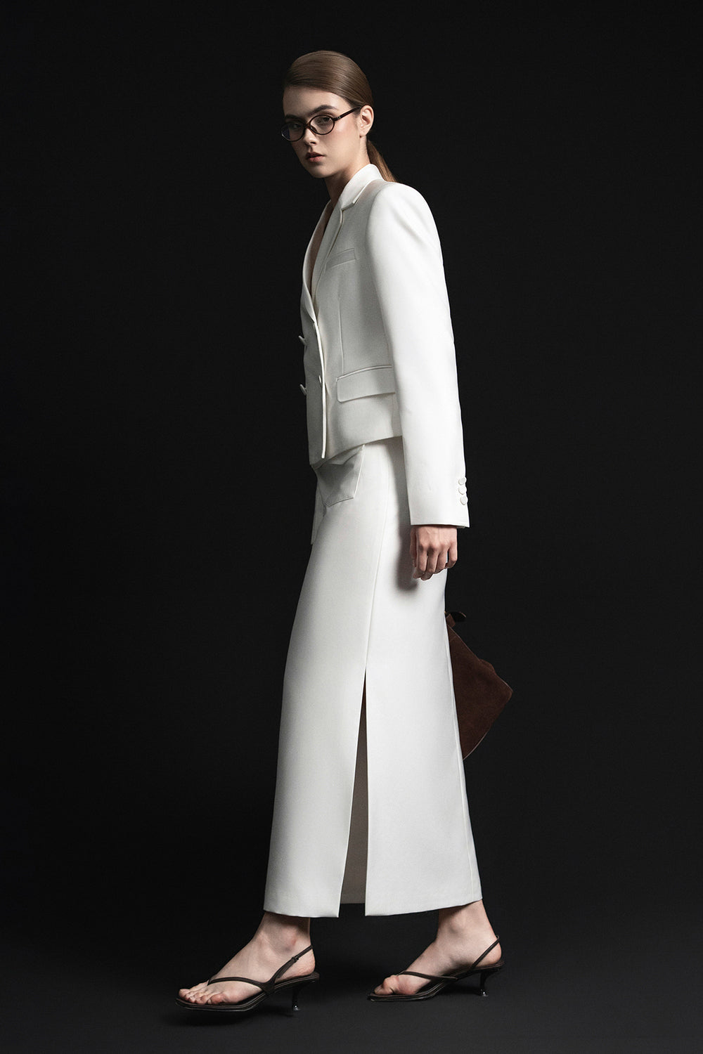 Joe Cropped Double Breasted Twill Jacket