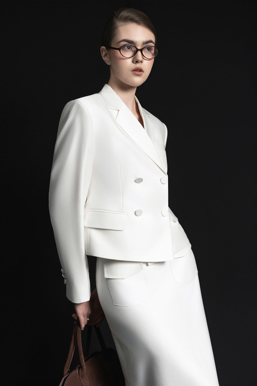 Joe Cropped Double Breasted Twill Jacket