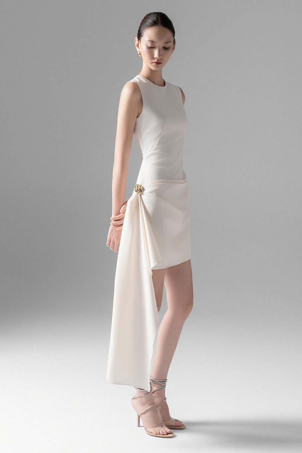 Lucy A-line Extended Flap Twill Mini Dress