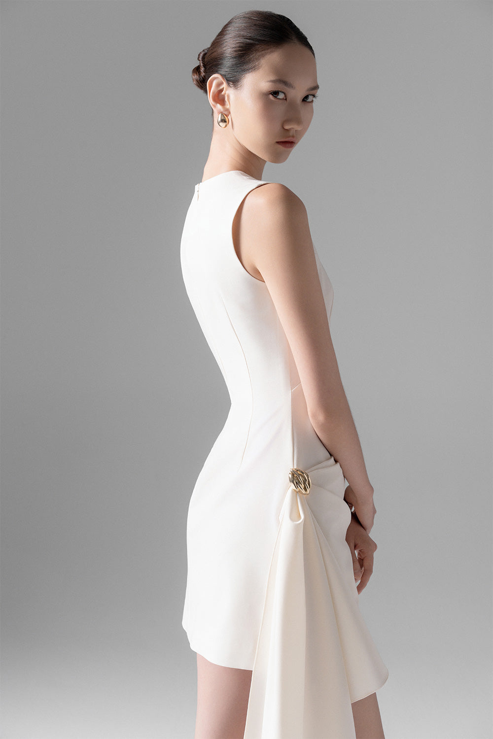 Lucy A-line Extended Flap Twill Mini Dress