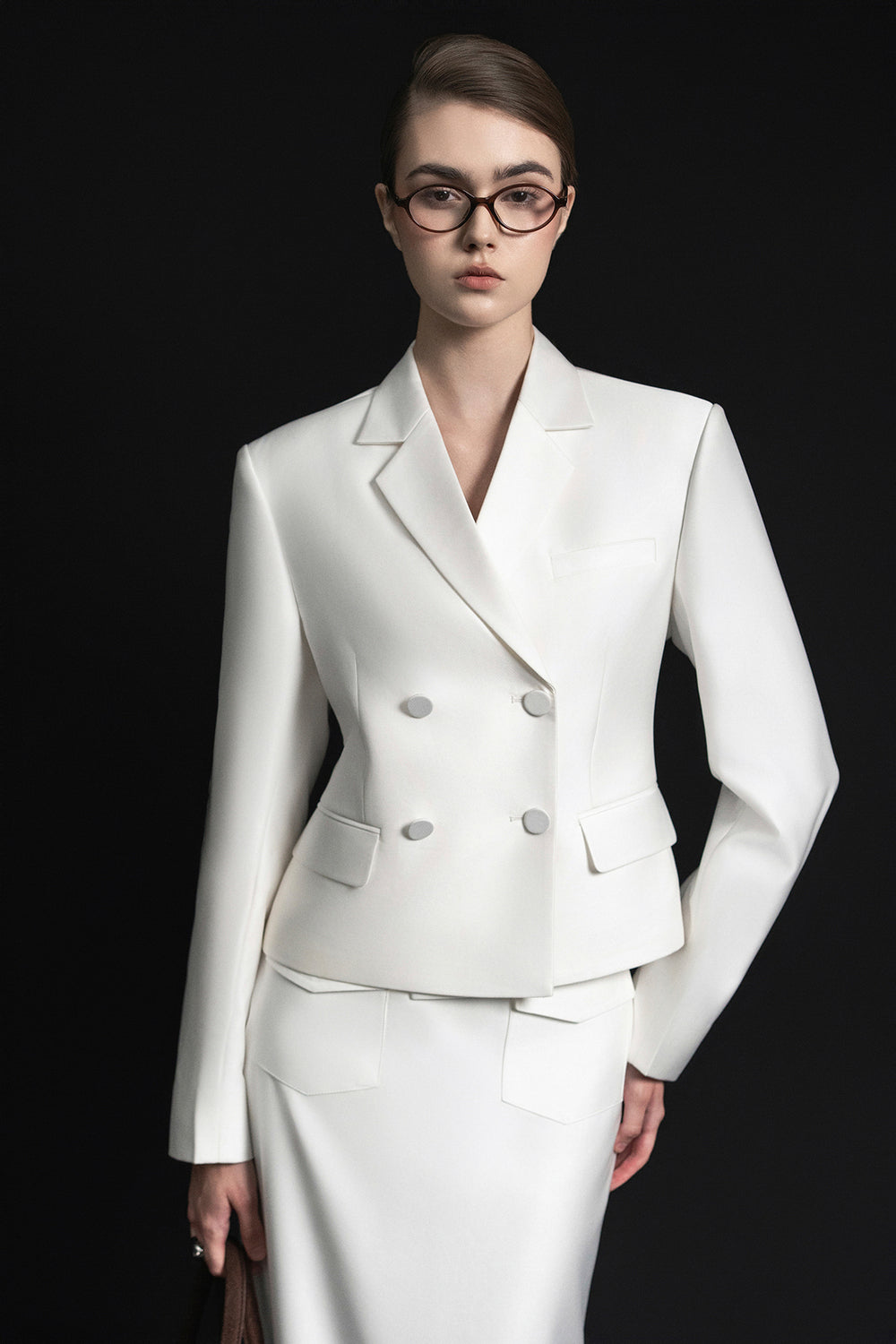 Joe Cropped Double Breasted Twill Jacket