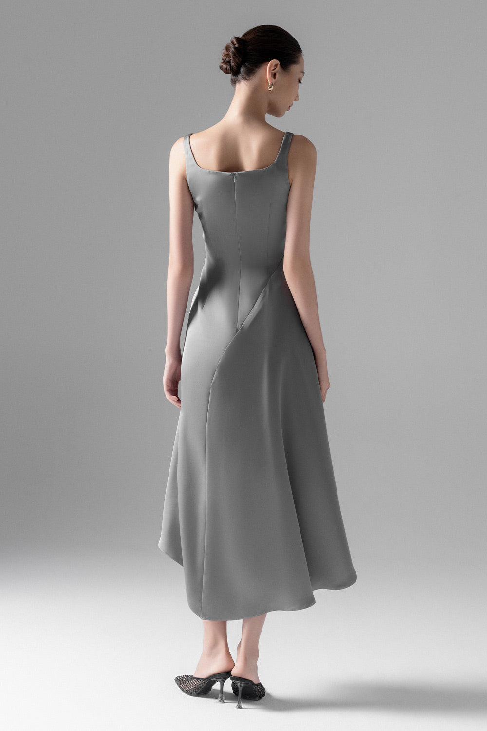 Bella A-line Strappy Silk Midi Dress