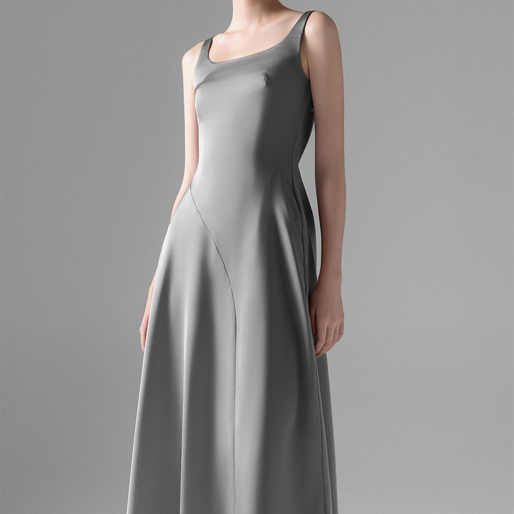 Bella A-line Strappy Silk Midi Dress