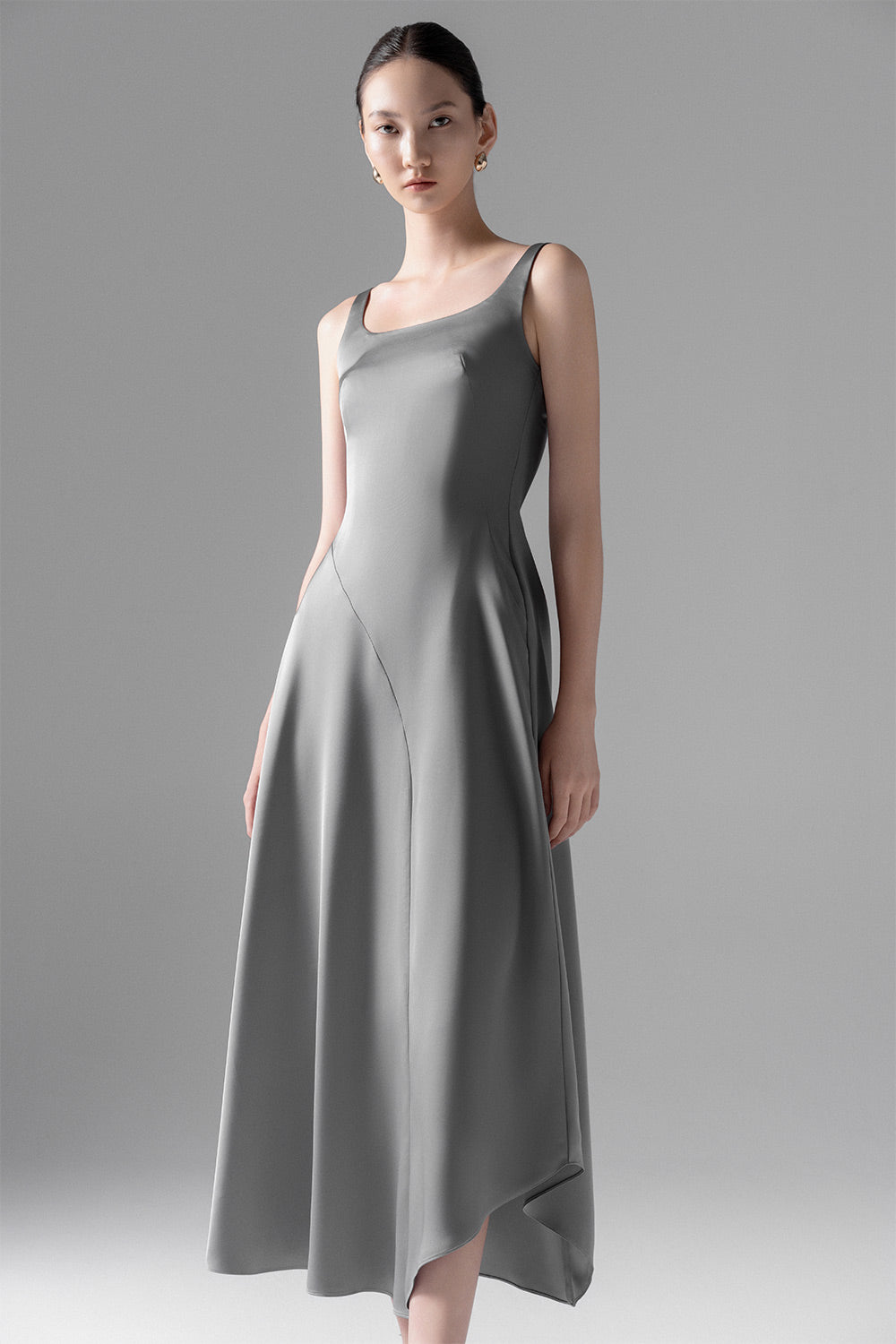 Bella A-line Strappy Silk Midi Dress
