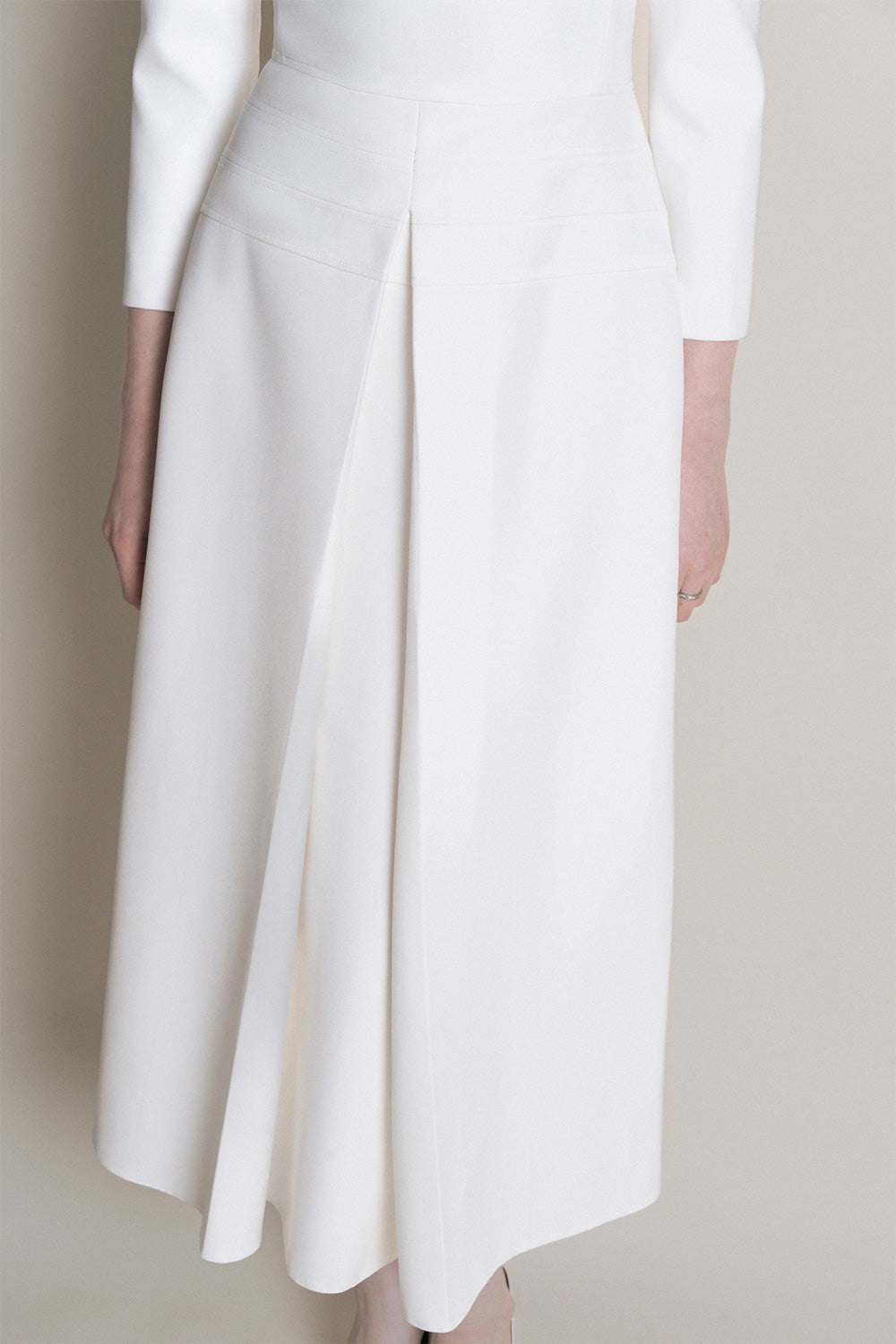 Reims A-line 3/4 Sleeved Crepe Calf Length Dress