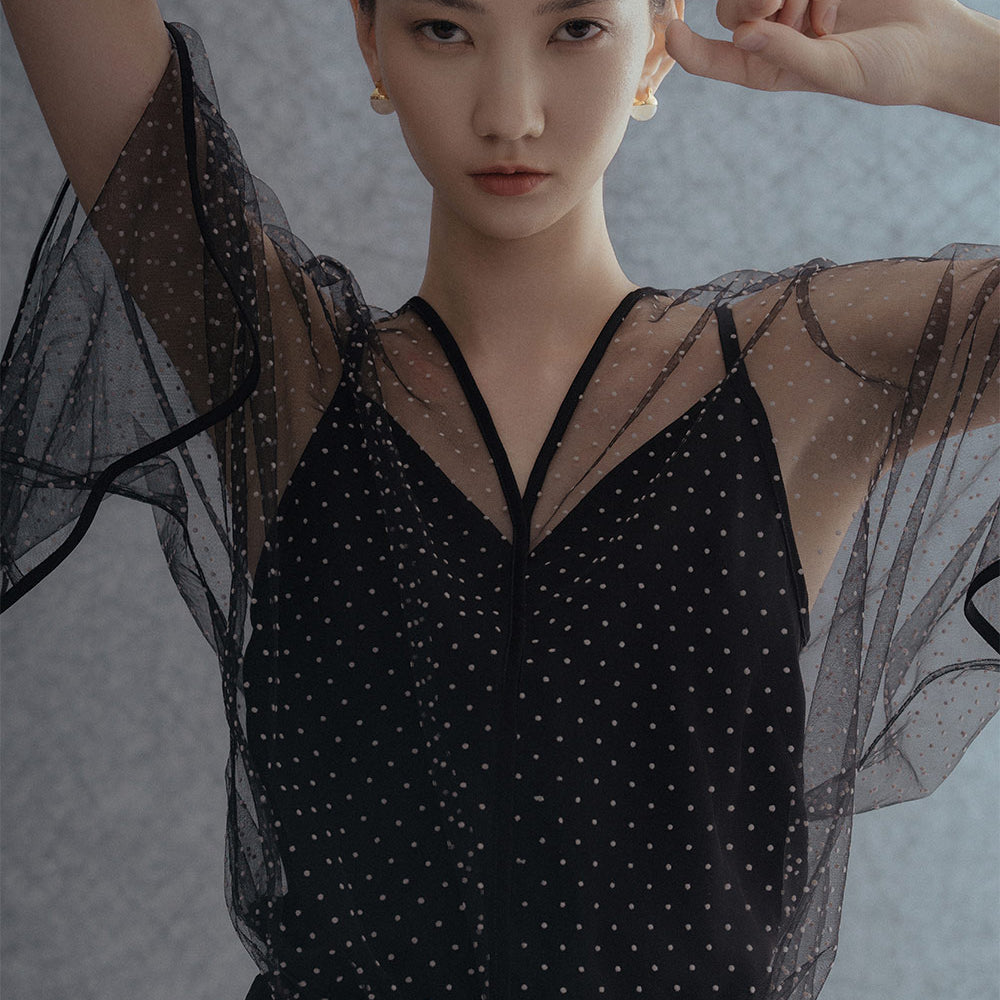 Bridget Blouson Dolman Sleeved Mesh Top