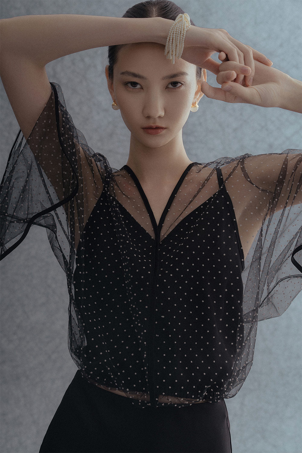 Bridget Blouson Dolman Sleeved Mesh Top
