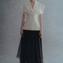Holly Flared Ruffle Layer Twill Floor Length Skirt