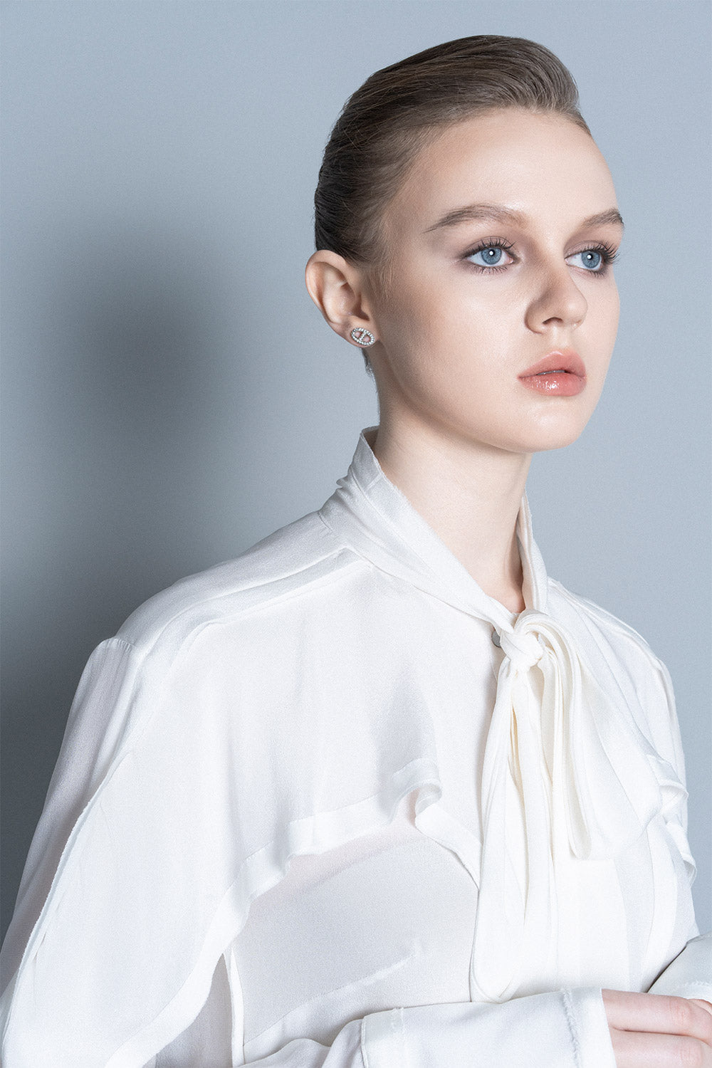 Santa Blouson Poet Sleeved Crepe De Chine Shirt