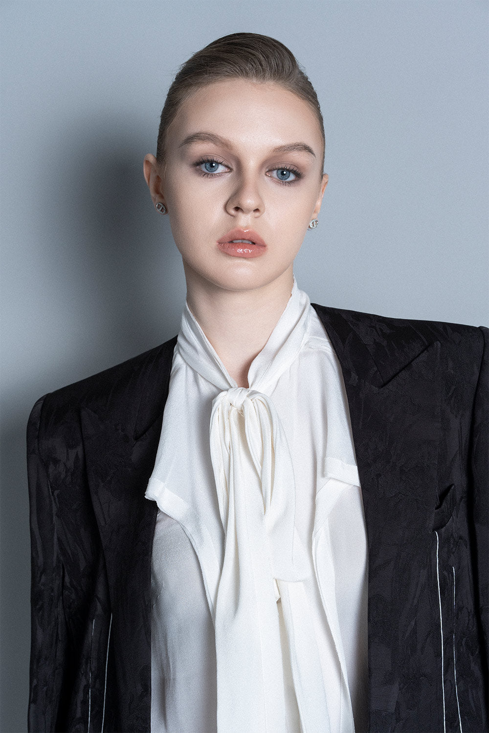 Santa Blouson Poet Sleeved Crepe De Chine Shirt