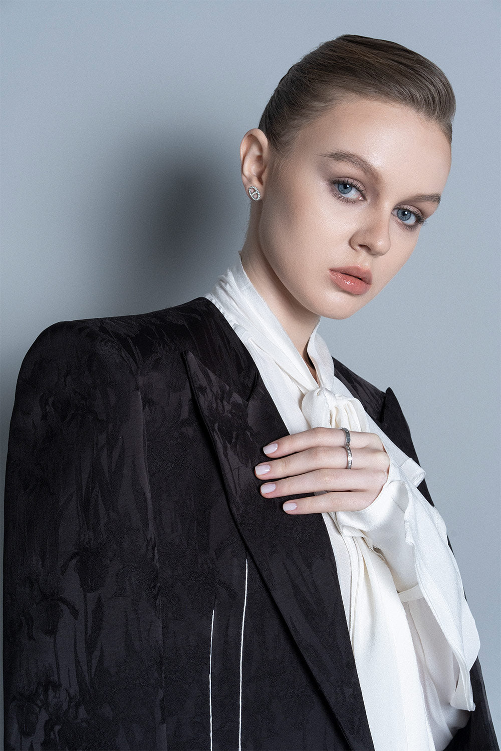 Santa Blouson Poet Sleeved Crepe De Chine Shirt