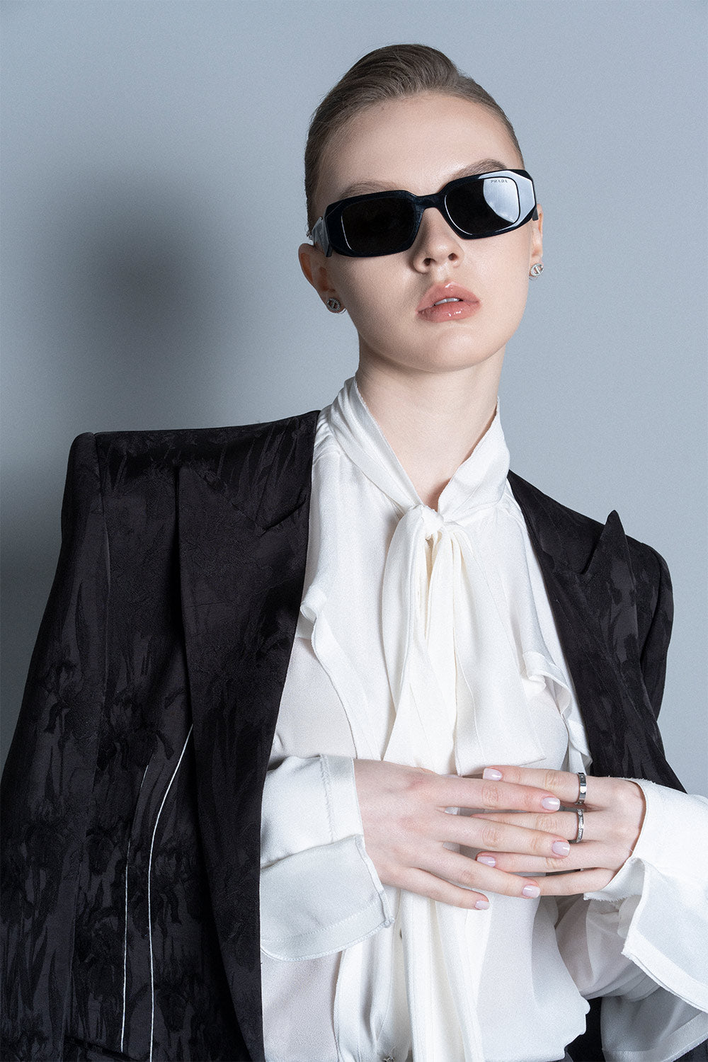 Santa Blouson Poet Sleeved Crepe De Chine Shirt