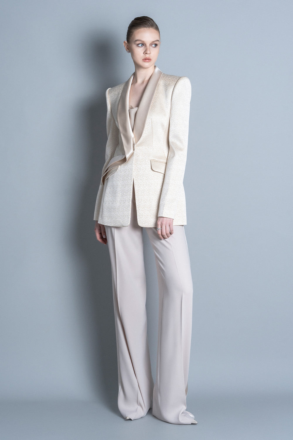 Tours Structured Shawl Lapel Satin Blazer