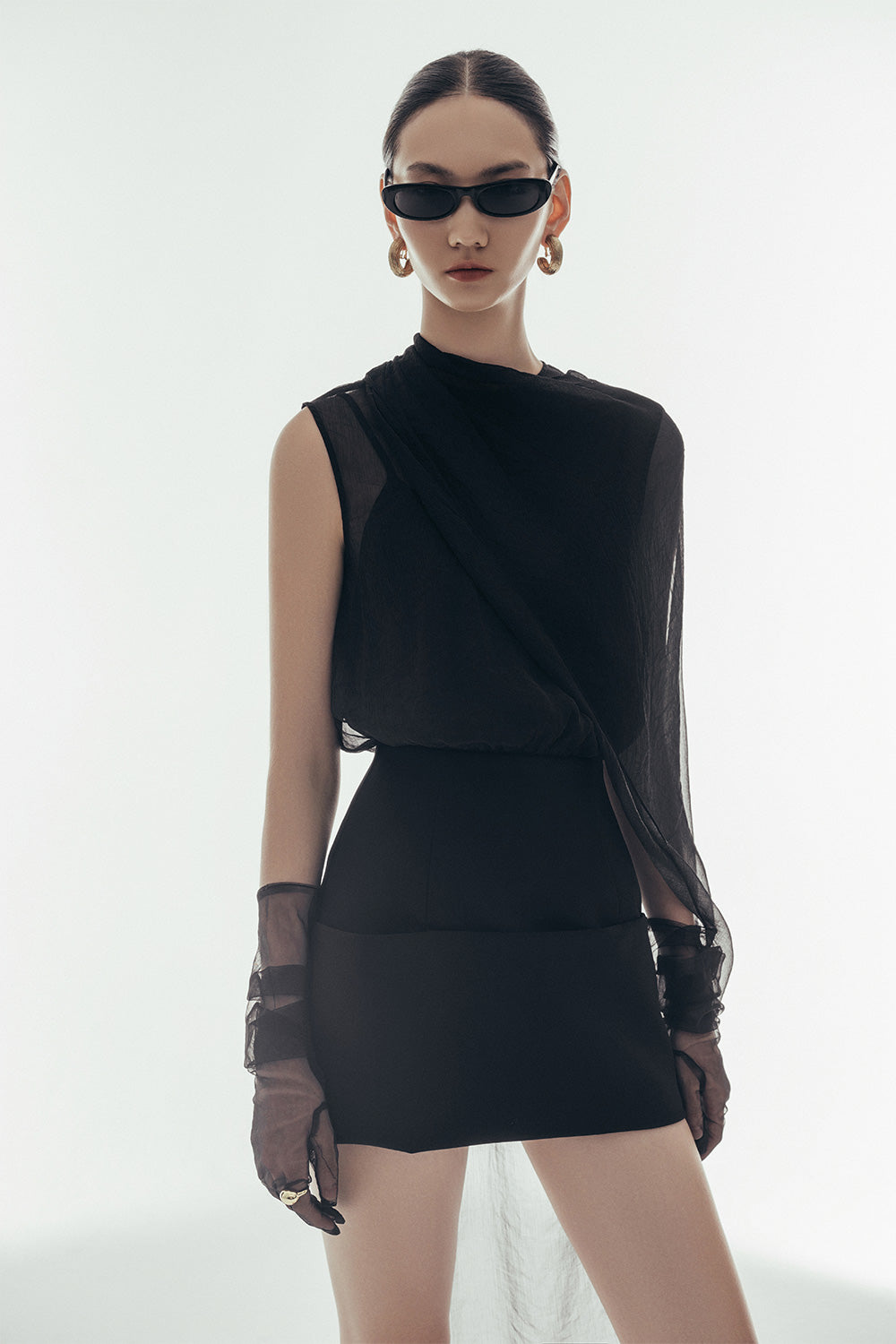 Women's Margaret Blouson Cape Sleeved Twill Mini Set S/M/L/XL/Customize Black Mean Blvd Black / L
