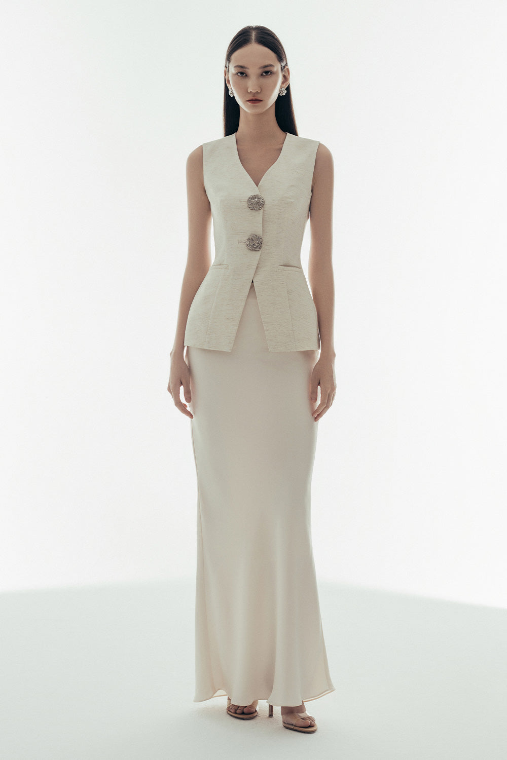 Kara Trumpet High Waist Silk Ankle Length Skirt