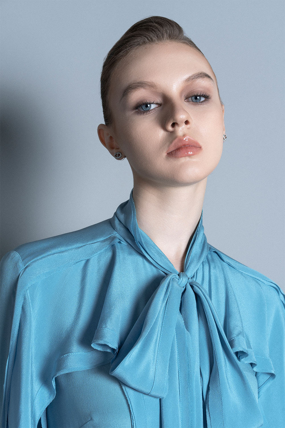 Dijon Blouson Ribbon Crepe De Chine Midi Dress