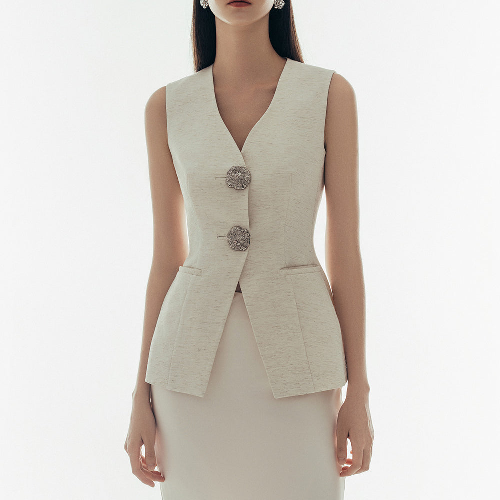 Noah Sheath V-Neck Linen Vest