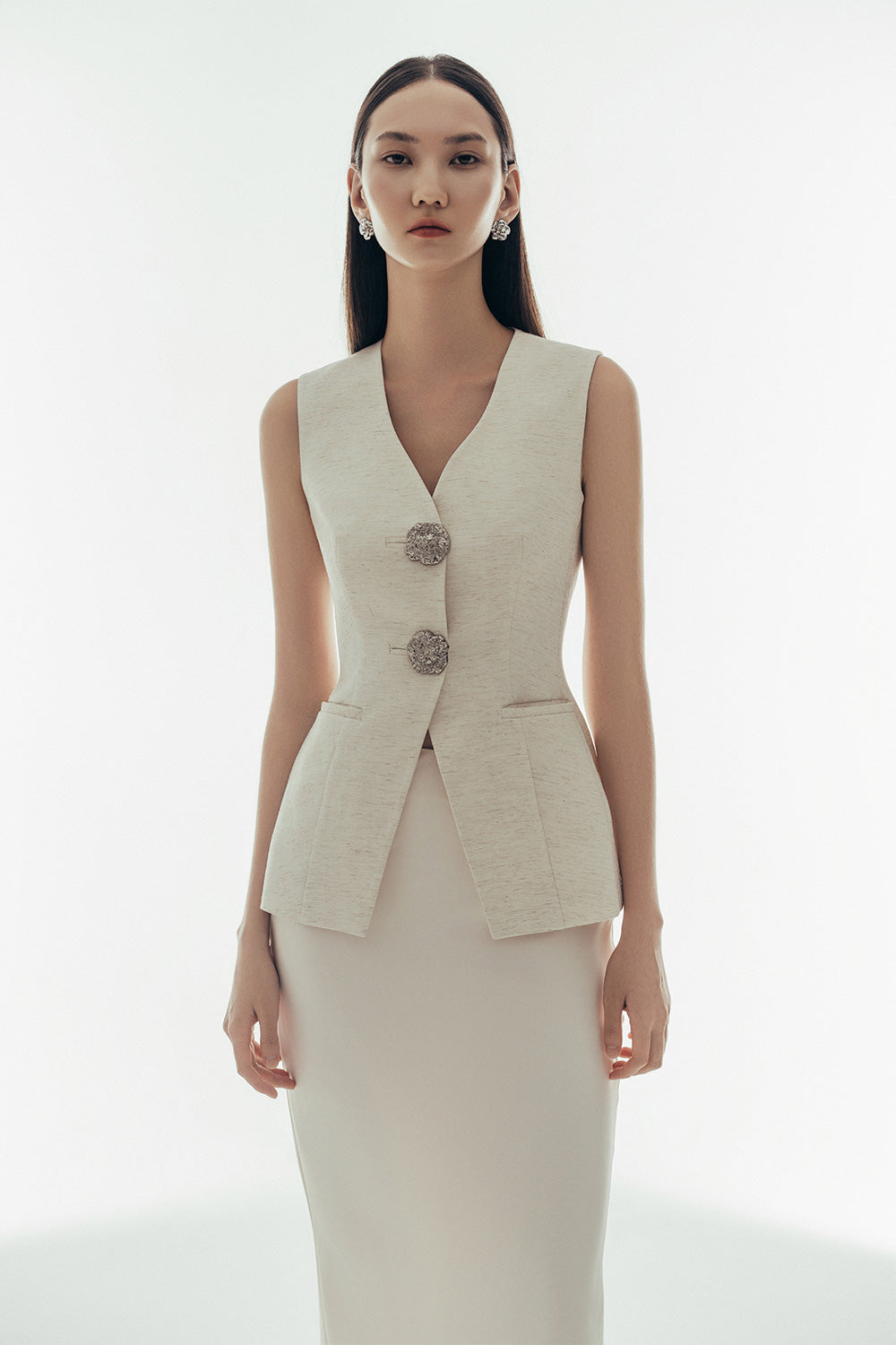 Noah Sheath V-Neck Linen Vest