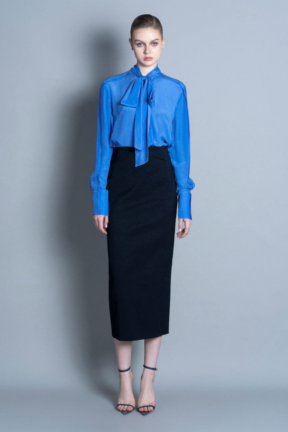 Marcela Pencil Basic Polycotton Calf Length Skirt