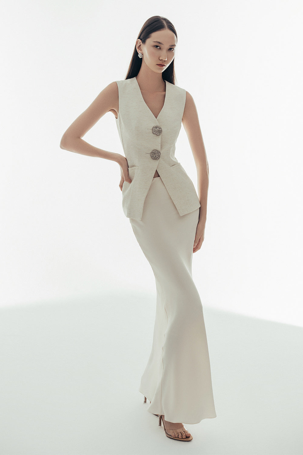 Kara Trumpet High Waist Silk Ankle Length Skirt