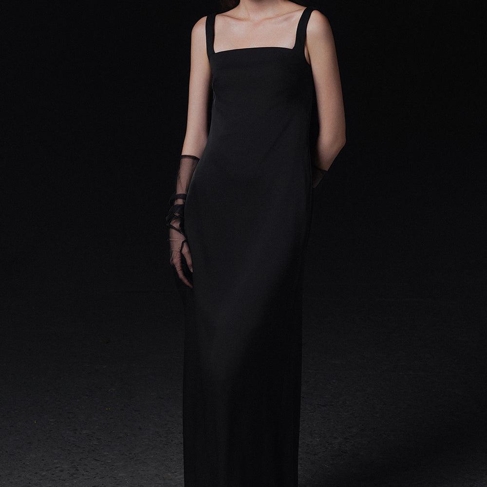 Kate Straight Loose Strap Twill Maxi Dress