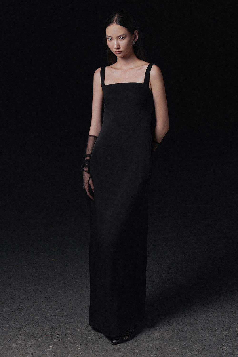 Kate Straight Loose Strap Twill Maxi Dress