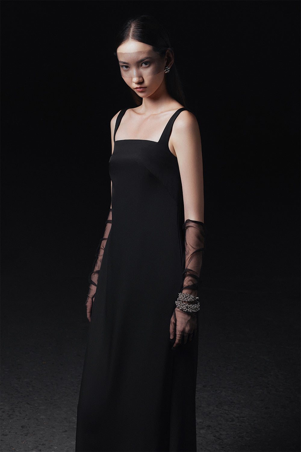 Kate Straight Loose Strap Twill Maxi Dress