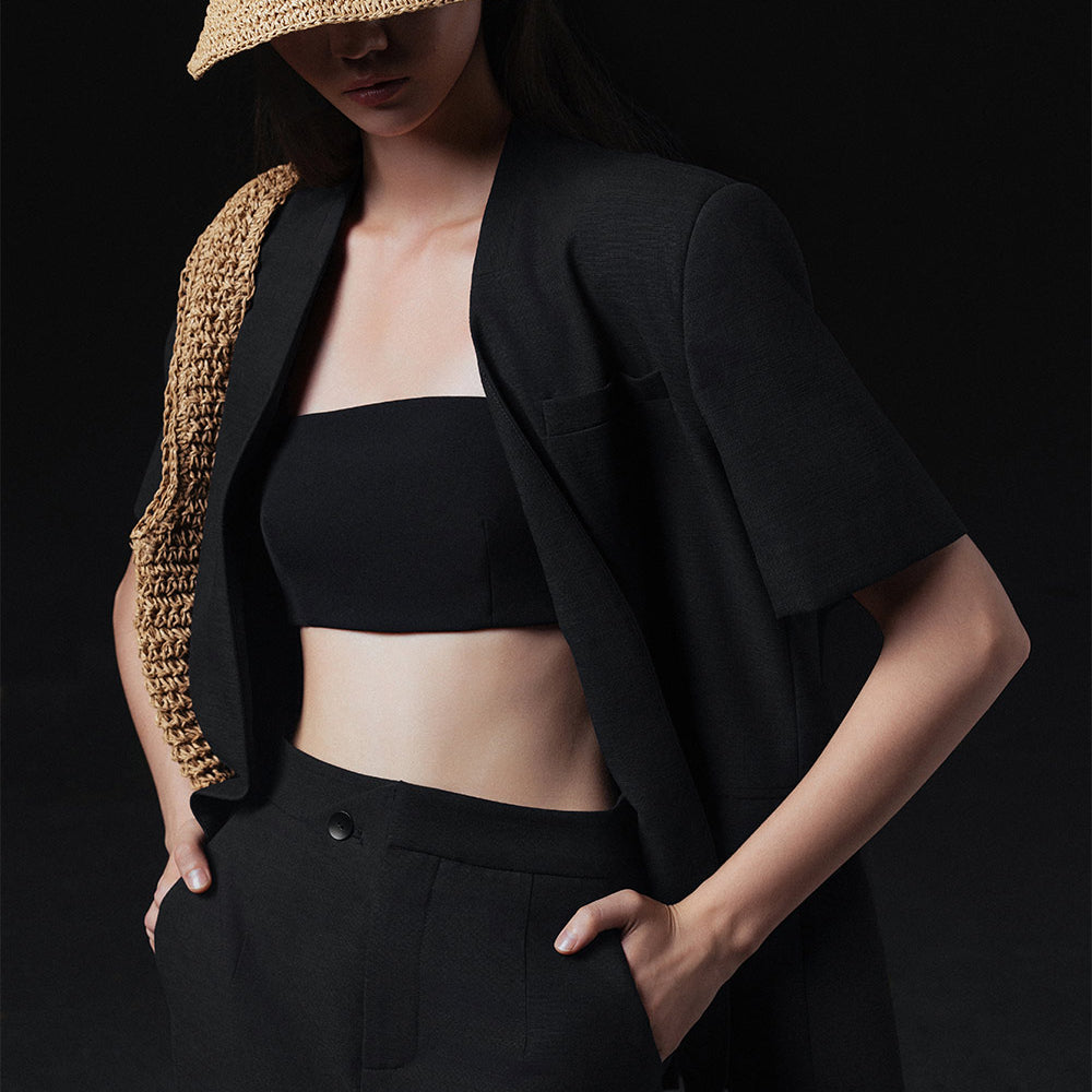 Vivian Cropped Square Neck Twill Bralette