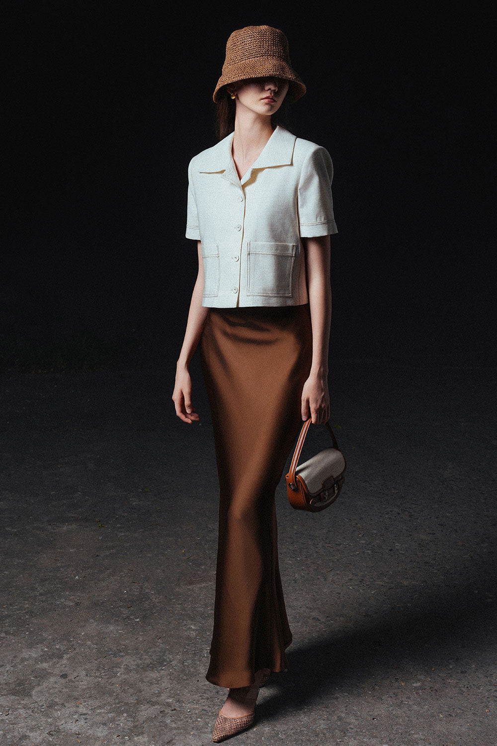 Kara Trumpet High Waist Silk Ankle Length Skirt