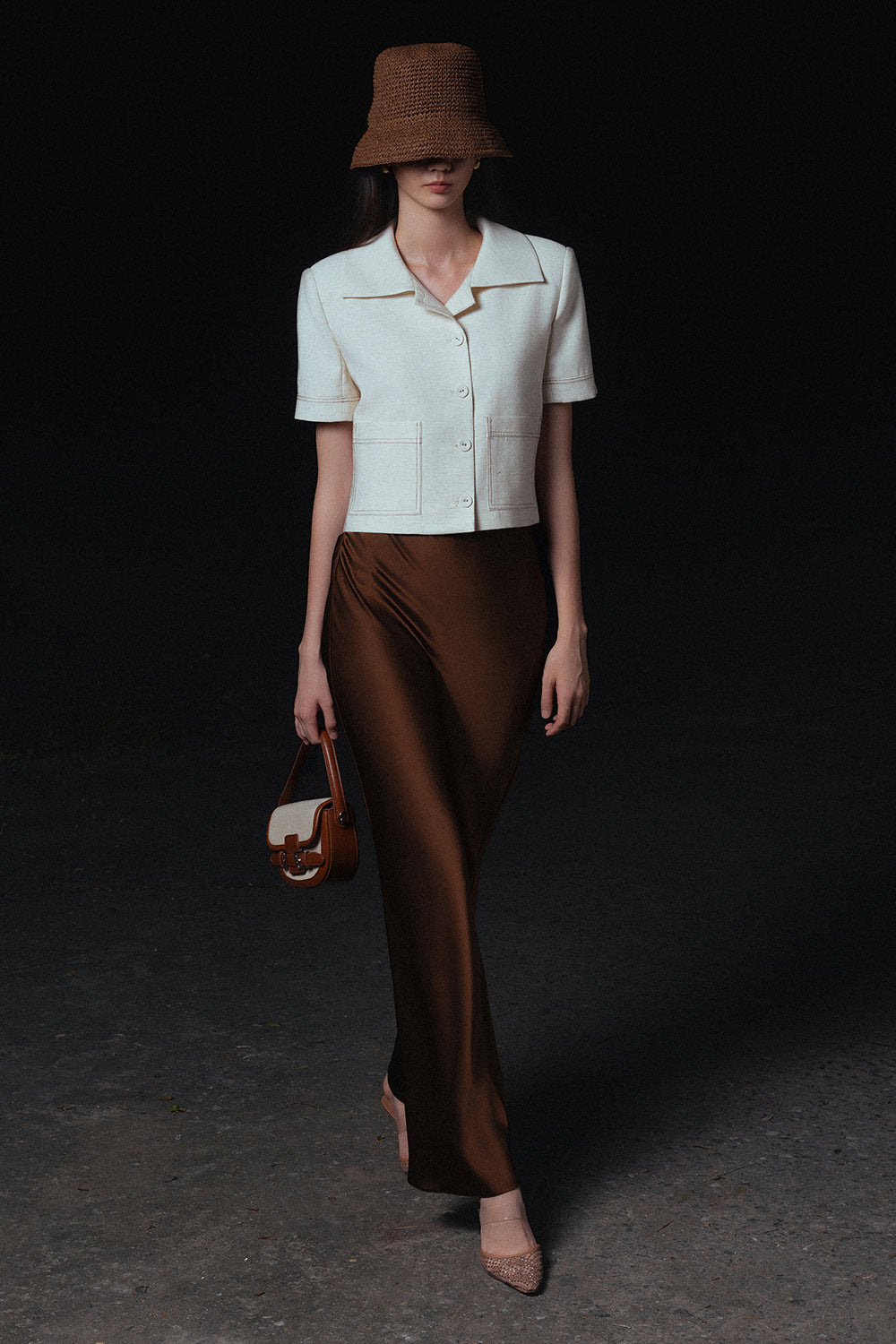 Kara Trumpet High Waist Silk Ankle Length Skirt