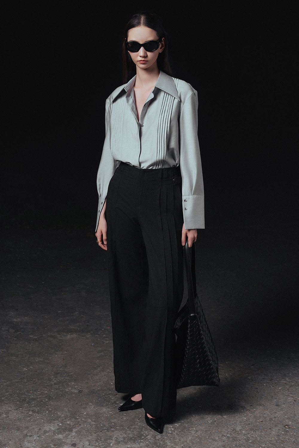 Jame Straight Pintucks Linen Ankle Length Pants