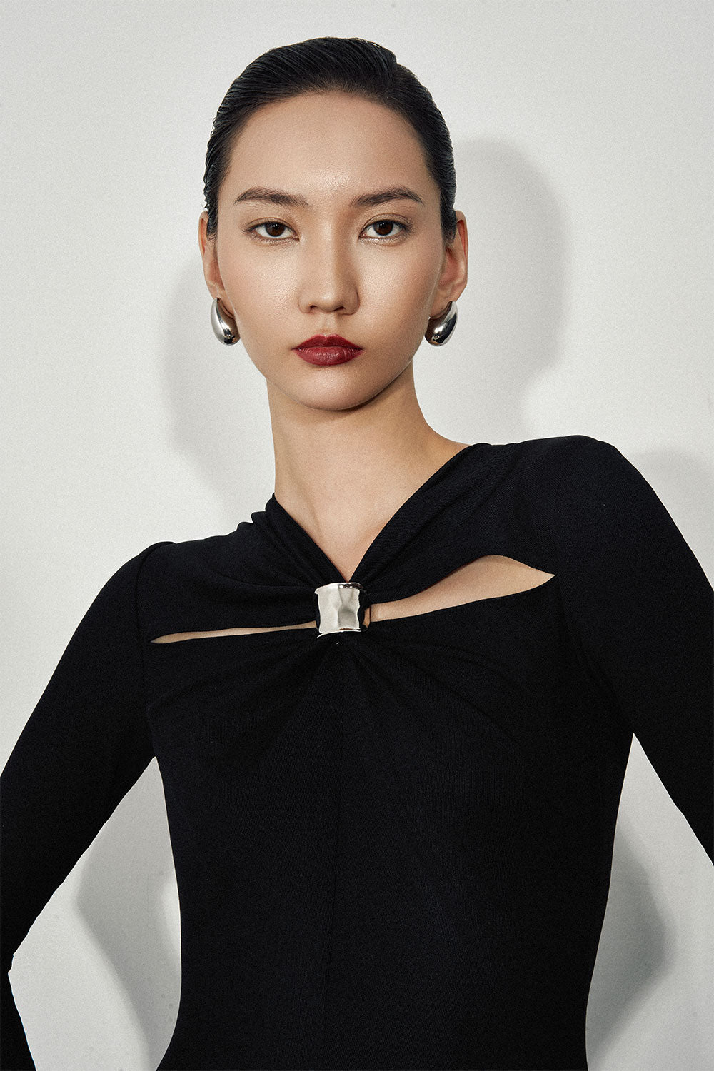 Esme A-line Draped Jersey Ankle Length Dress