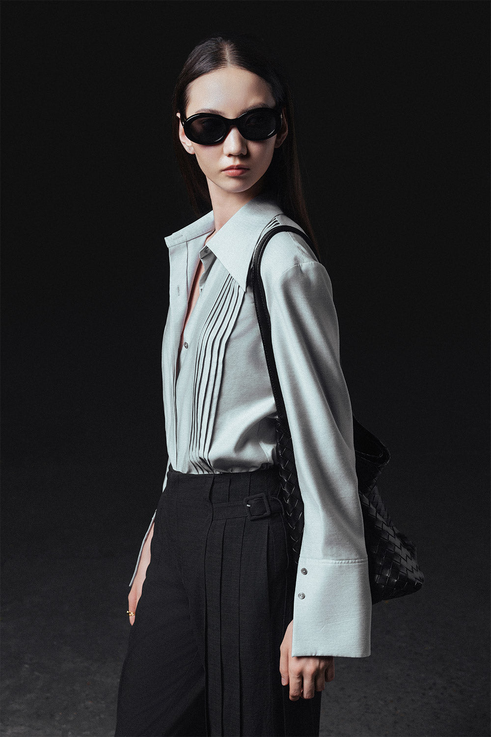 Jame Straight Pintucks Linen Ankle Length Pants