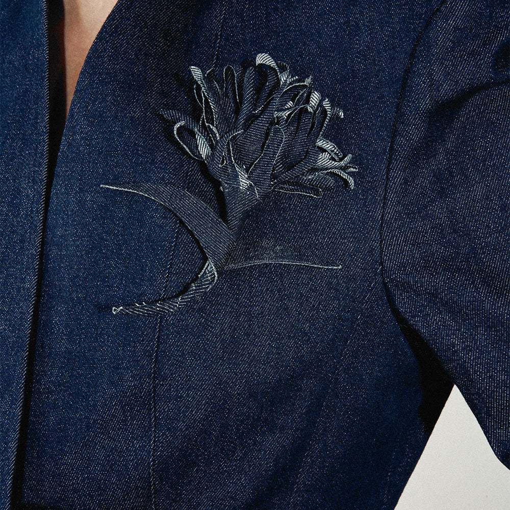 Elara Flower Applique Denim Brooch