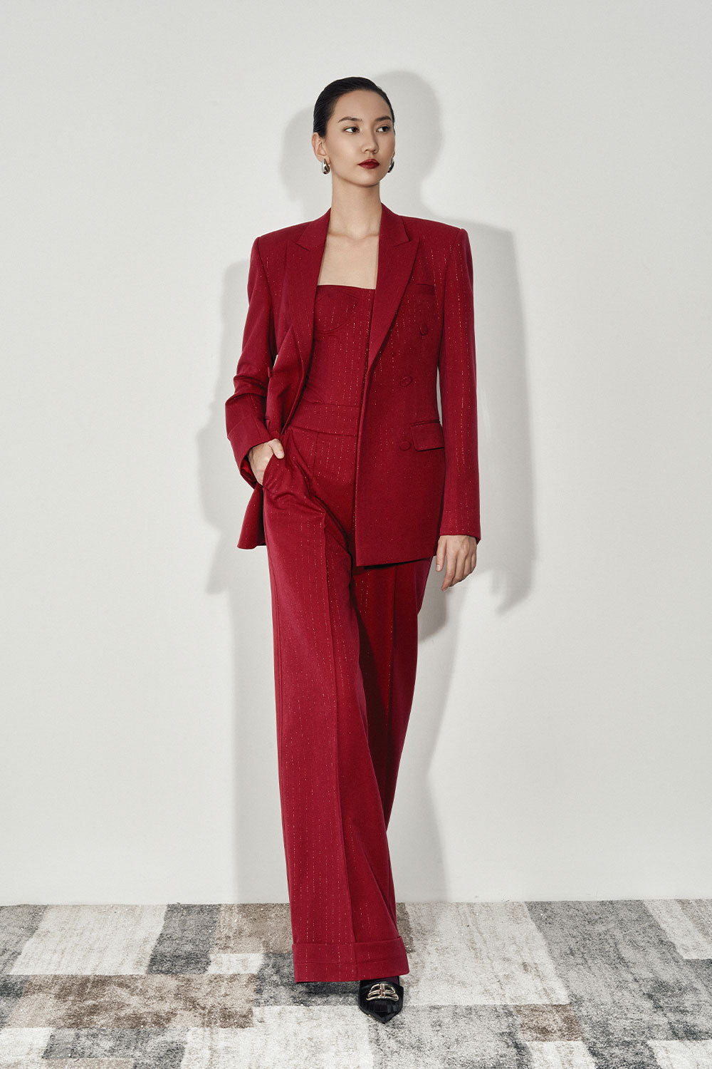 Kendra Straight Flap Pocket Twill Blazer