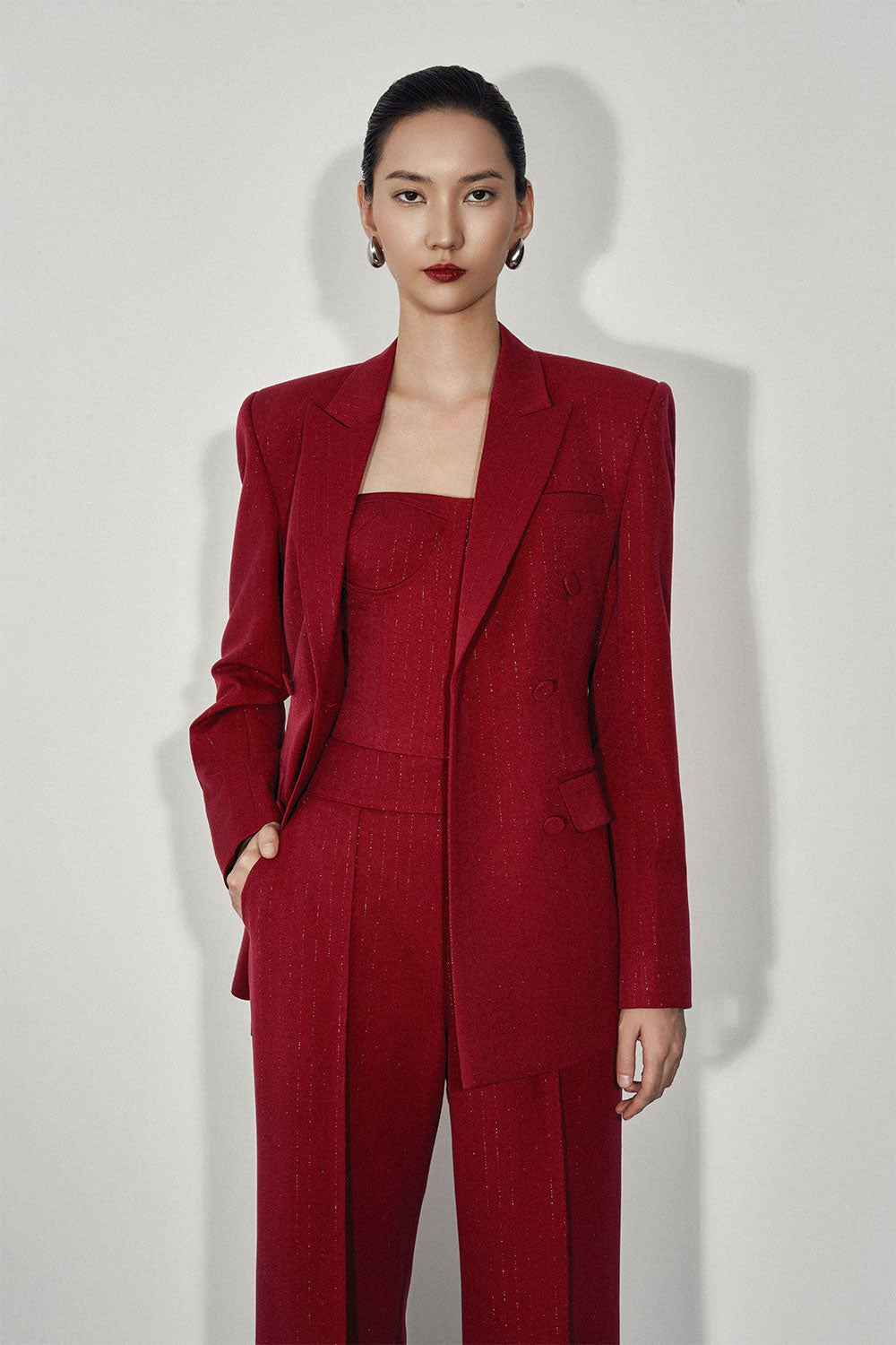 Kendra Straight Flap Pocket Twill Blazer