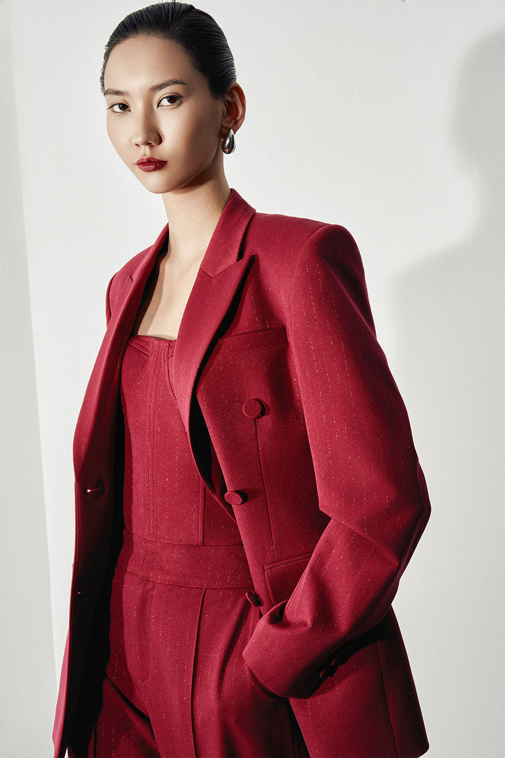 Kendra Straight Flap Pocket Twill Blazer