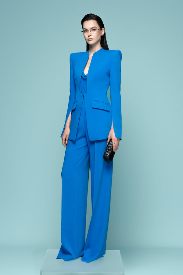 Marseille Hourglass Square Shoulder Crepe Blazer