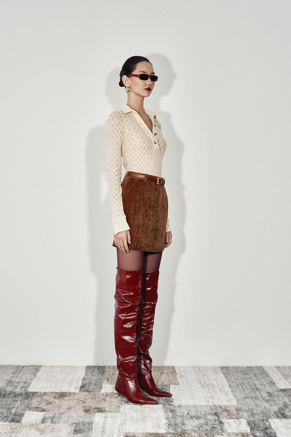 Sierra A-line Back Zipper Velvet Mini Skirt